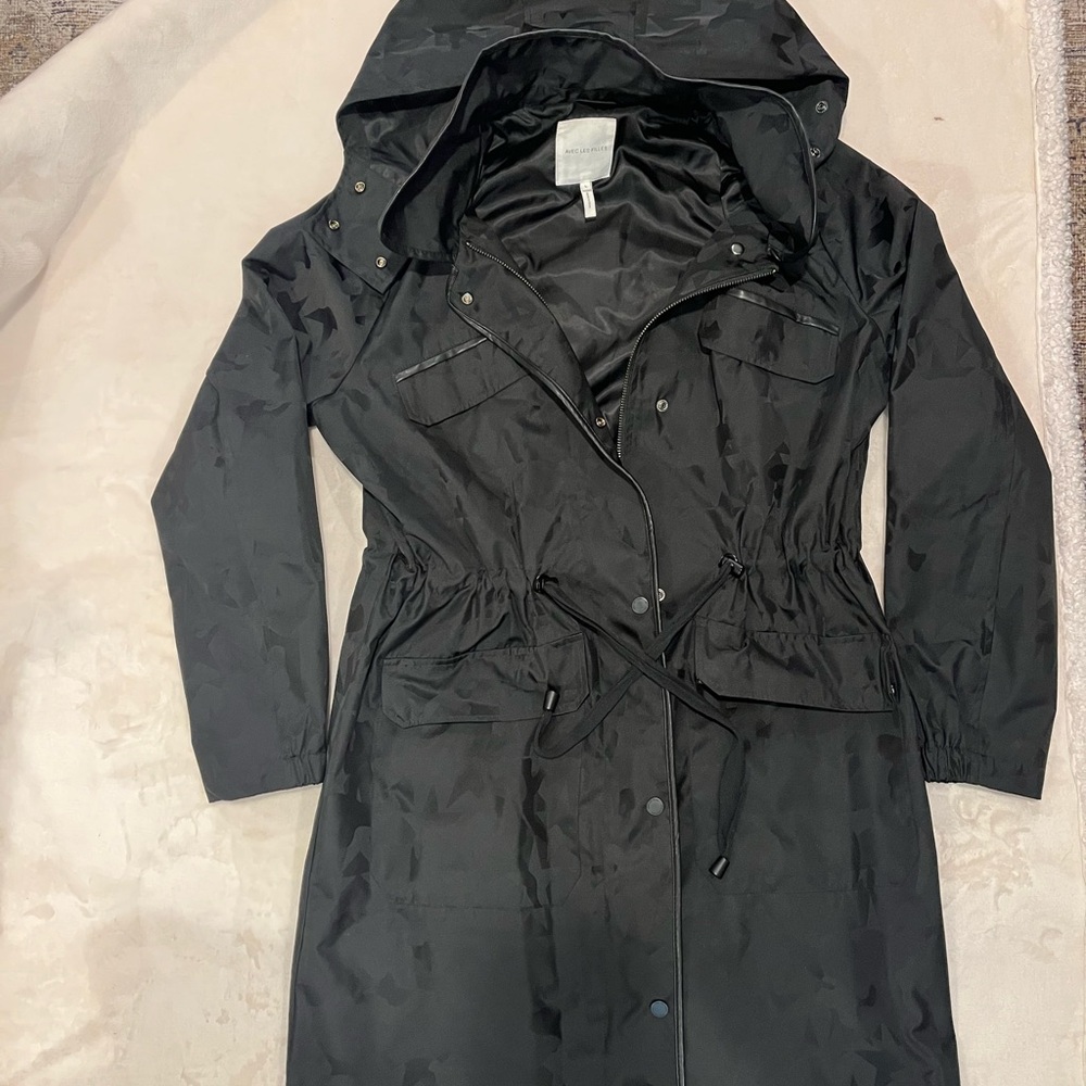 Avec Les Filles Charcoal Hooded Trench Coat